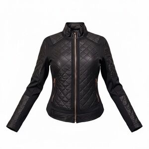 Victoria's Secret Sport black quilted faux leather moto jacket Limited Edition M